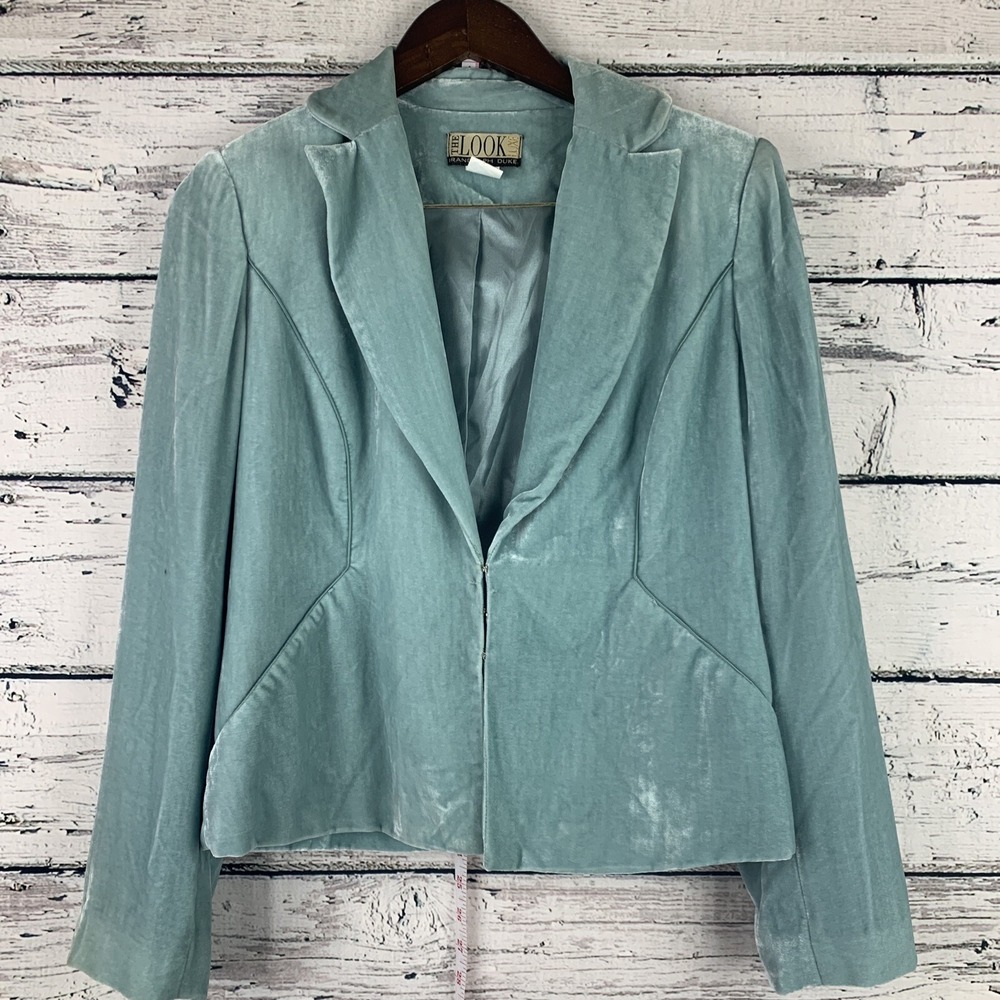 The Look Luxe by Randolph Duke Velvet Blazer [Size 8] Blue Green Career‎